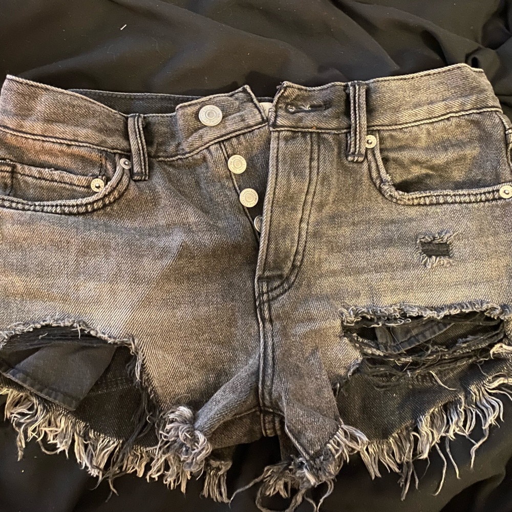 free people black denim shorts size 24